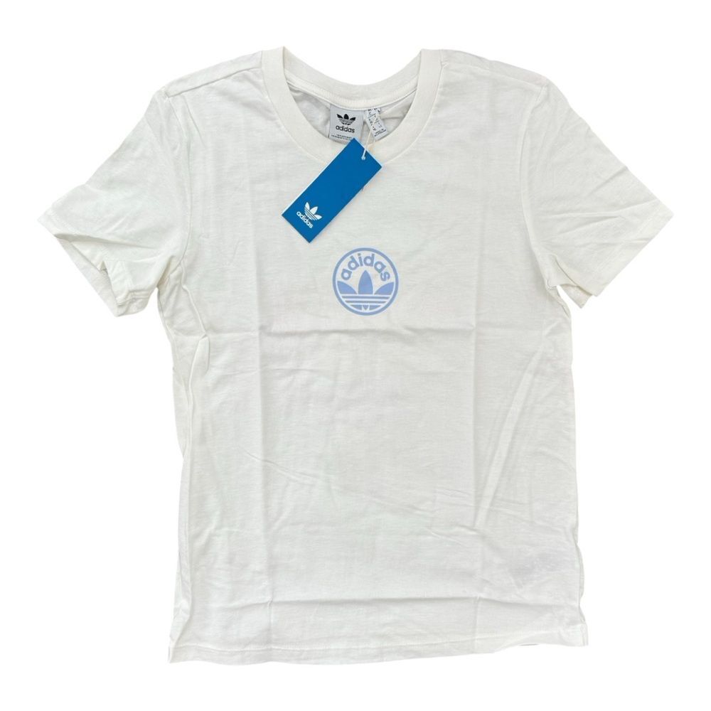 Adidas Originals Circle Trefoil Graphic T-Shirt White Blue Orange NWT Size S